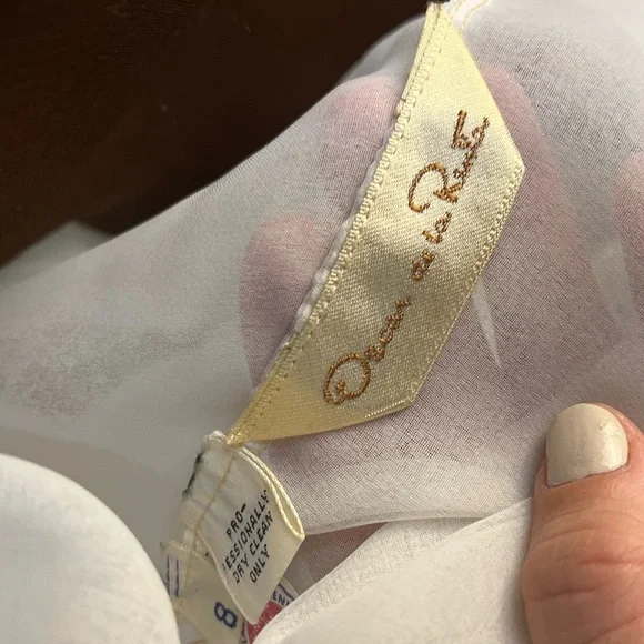 Vintage Oscar De La Renta Union Made Ruffle Lace Blouse 8 - Picture 8 of 9